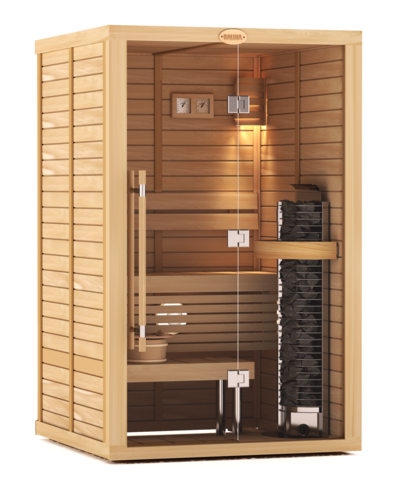 САУНА В СБОРЕ SAWO 1414RS-CD-G (1,4М Х 1,4М, КЕДР, ПОЛНОСТЬЮ СТЕКЛЯННАЯ СТЕНА, ДИЗАЙН CLASSIC, ПРАВАЯ)