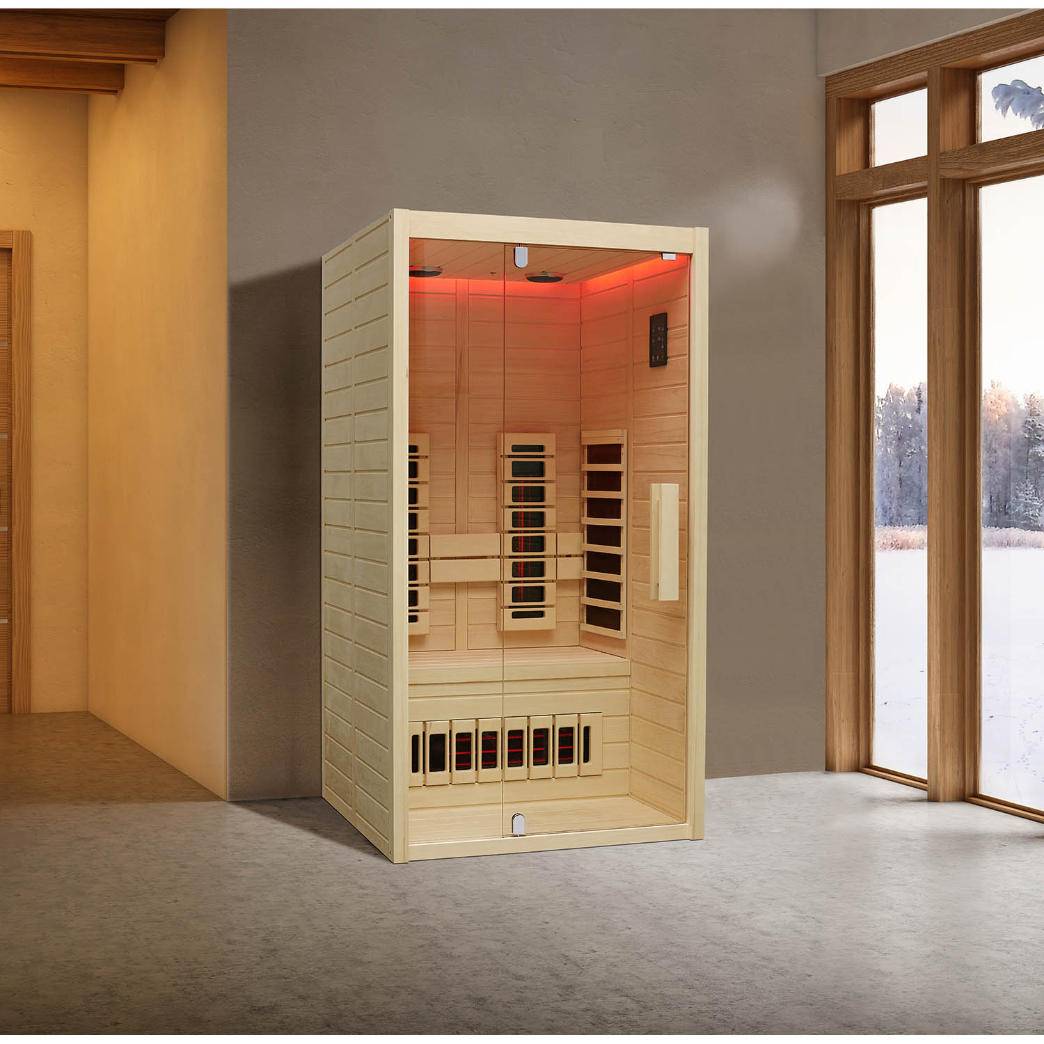 Инфракрасная сауна Mexda WS-1809 красный кедр 1200*1000*1900 (рис.1)